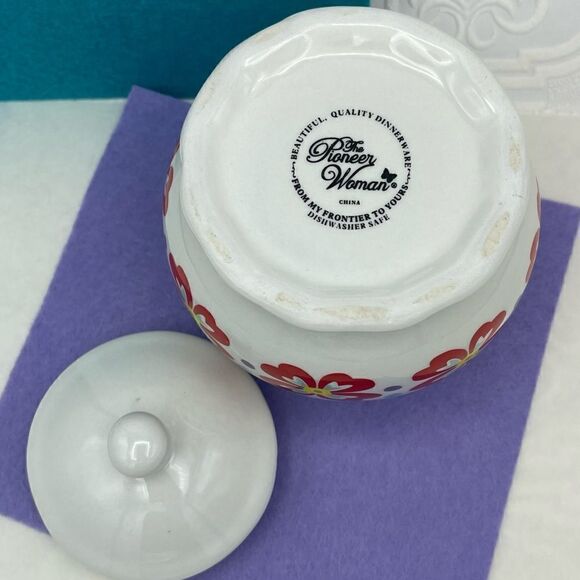 The Pioneer Woman Flea Market Flower Dot Pattern Ceramic SUGAR BOWL ONLY w/ Lid - Picture 11 of 16